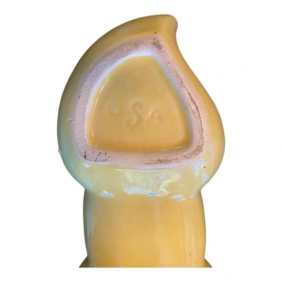 Vintage MCM yellow ceramic vessel. EVC - Picture 8 of 9